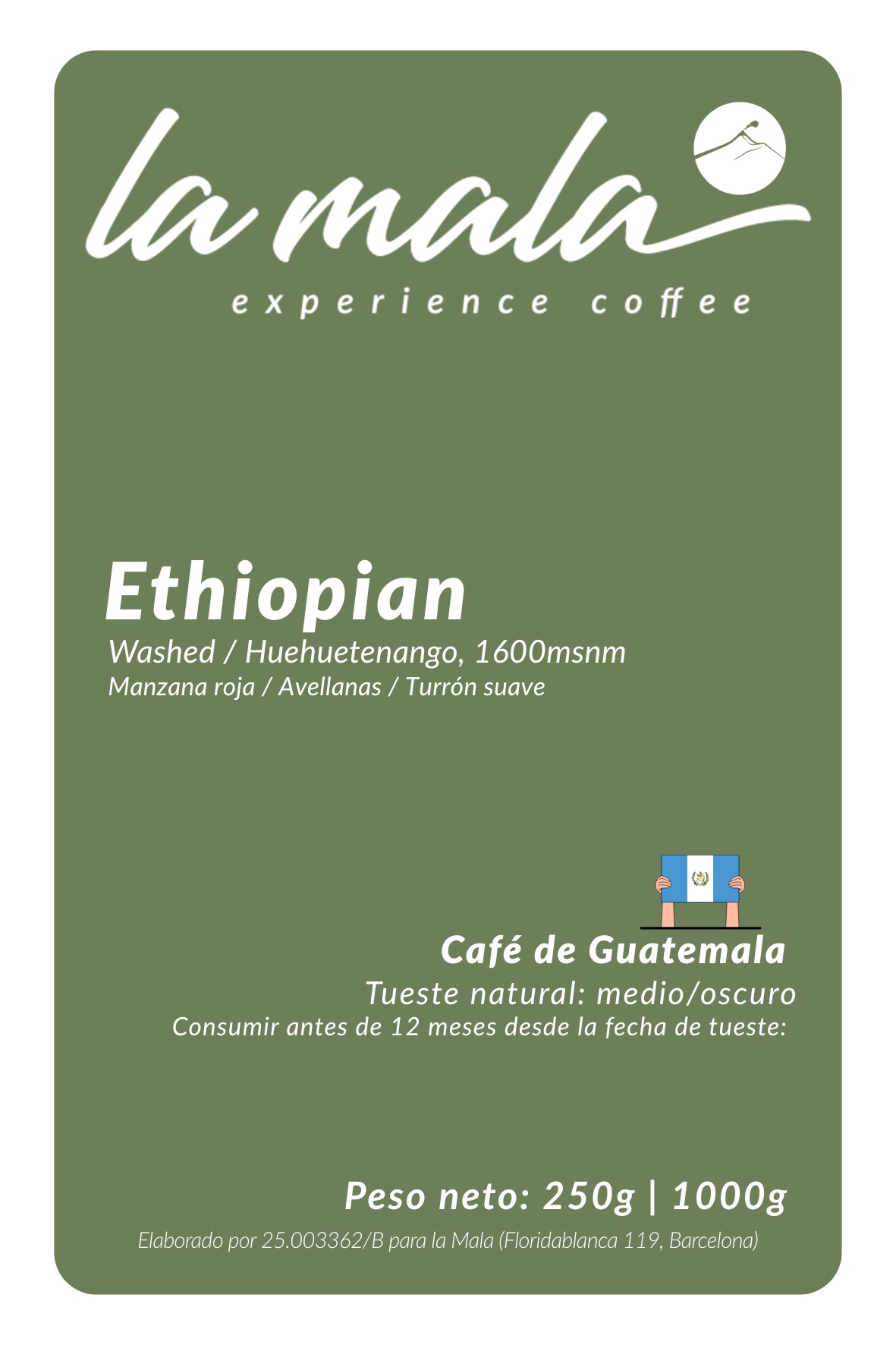 Etiqueta de café de guatemala